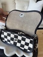 COACH Coachtopia Wavy Dinky Crossbody Bag Black/white Checkerboard Check Leather