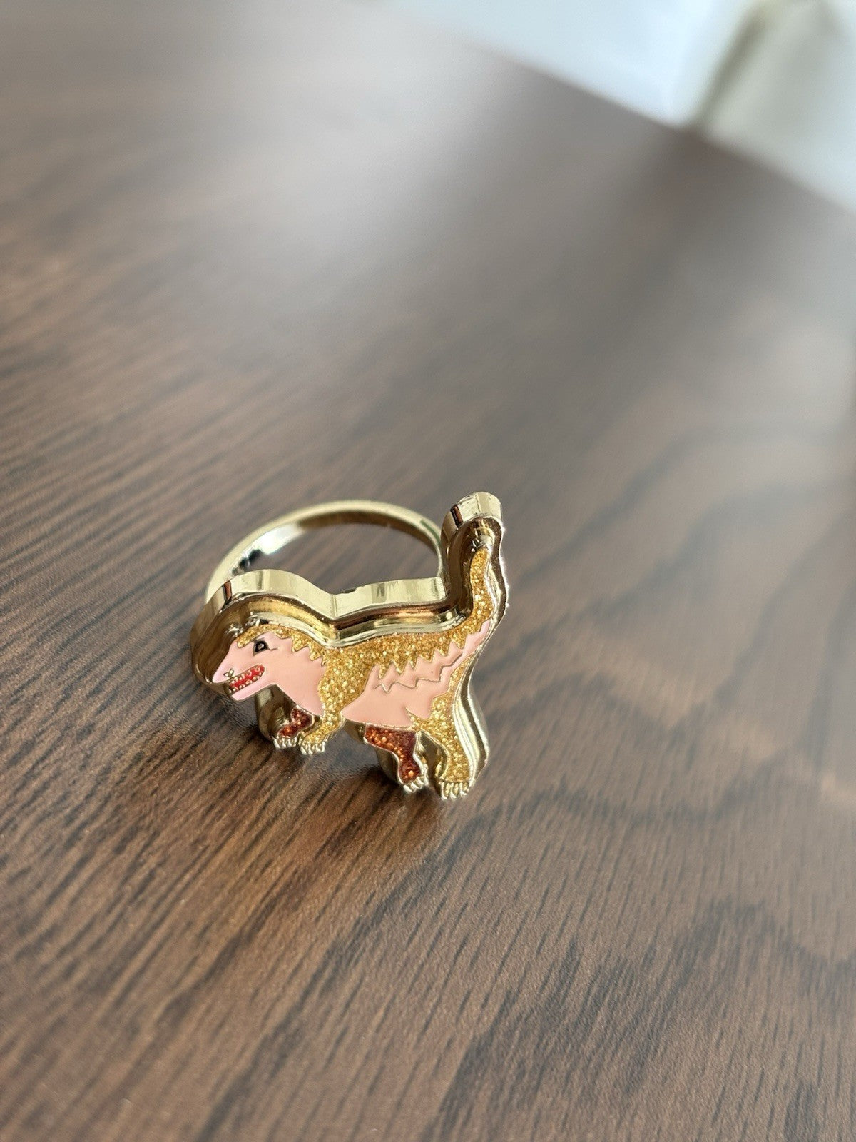 Rare Designer COACH X SEPHORA Collaboration Adjustable Pink Gold Rexy Dino Ring