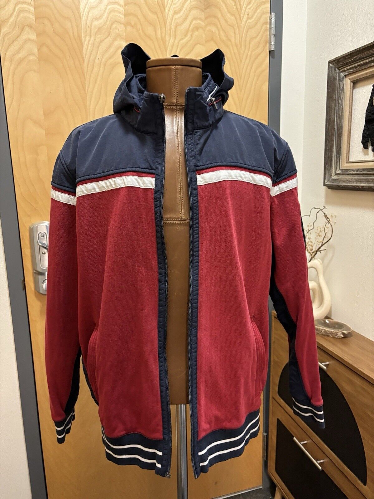 Cool Vintage TOMMY HILFIGER Retro Red / Blue Coat Warm Jacket Mens Size XL ($65)