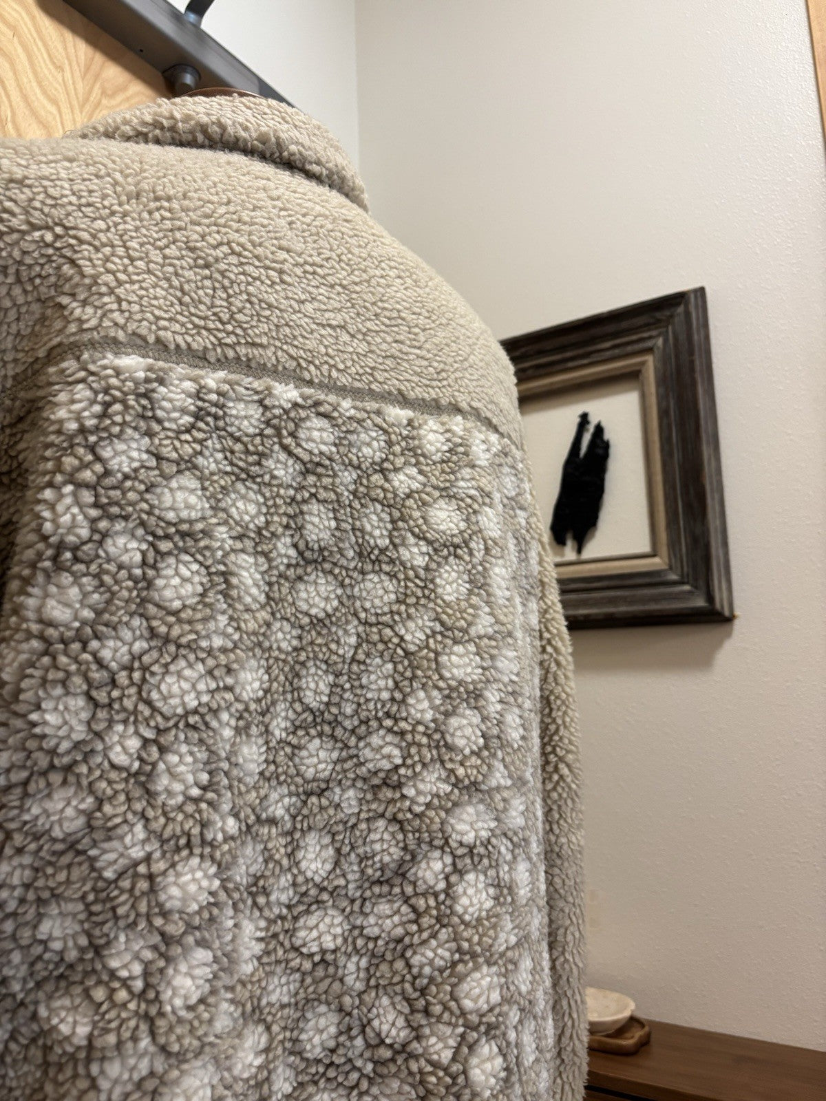 New COACH Runway Sherpa Fur Coat Jacket Zip Signature Print Cream Size L ($695)