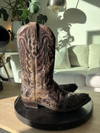 CORRAL® Mens Brown Exotic Alligator Inlay & Embroidered Western Boots (org $360)