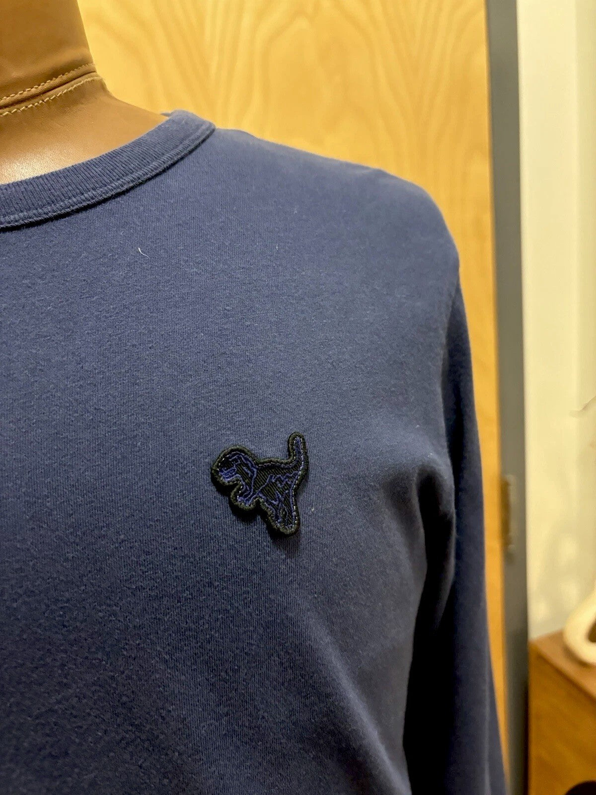 Designer COACH 100% Cotton Long Sleeve T-Shirt Navy Blue Rexy Patch Sz S ($125)