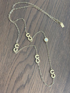 Great COACH Vintage Signature C Gold Plated Crystal Mix Chain Logo Long Necklace