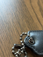 COACH Pillow Hangtag Black Nappa Leather Puffy Tag Gunmetal Chain Replacement