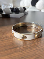 COACH 2005 White Enamel Gold Tone Stud Bangle Bracelet Vintage Classic Logo