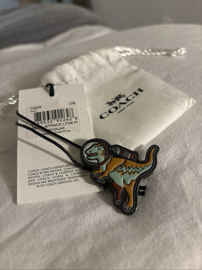 RARE COACH 1941 Space Rexy Jetpack Pin Metal Leather Collectible Runway #10639