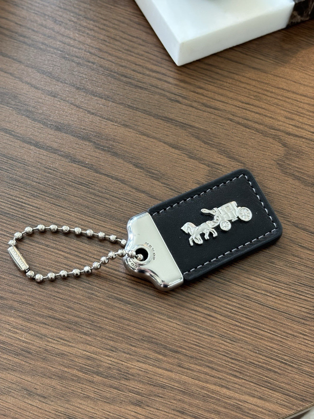 COACH 1941 Designer Hanging Tag Horse Carriage Bag Charm Fob Chain Black/Silver