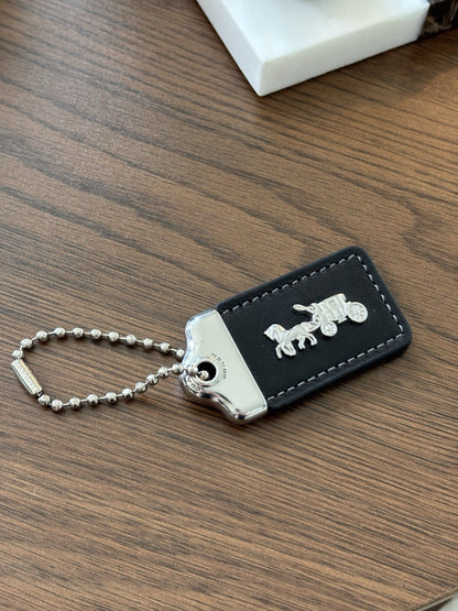 COACH 1941 Designer Hanging Tag Horse Carriage Bag Charm Fob Chain Black/Silver