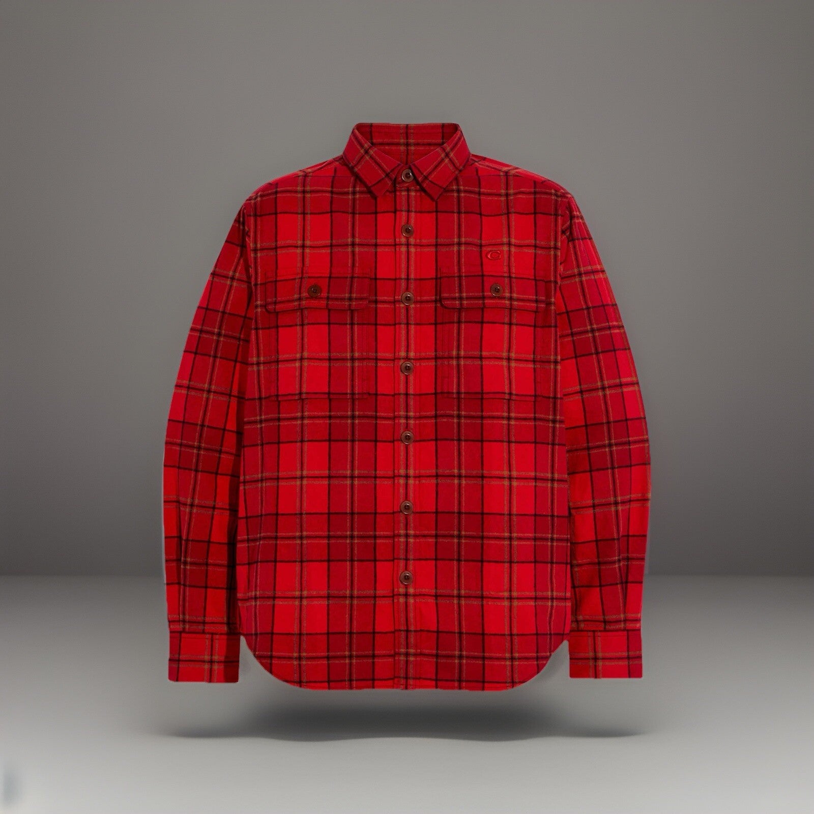 New COACH Designer Sz Large Long Sleeve Button Shirt Flannel Red Plaid (org$350)