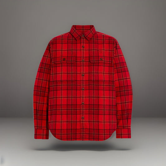 New COACH Designer Sz Large Long Sleeve Button Shirt Flannel Red Plaid (org$350)