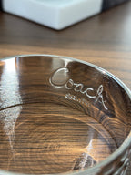 COACH Signature C Wide Bangle Bracelet Silver Plated Monogram Vintage 2000s