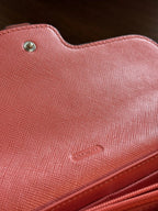 COACH Designer Soft Snap Leather Bag Wallet 14 Card Slot Pink Orange (org $225)
