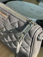 REBECCA MINKOFF Mini MAC Gray Quilted Leather Zip Crossbody Bag Chain (org $430)