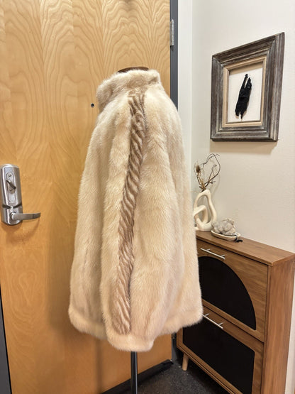 1970 FABIANI ROMA Vintage Mink Real Fur Coat Zip Jacket Cream/White (org $3500)