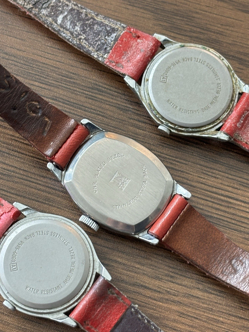 VINTAGE Disney Mickey Mouse Watch Lot (3) Ingersoll Mechanical Lorus Quartz Red