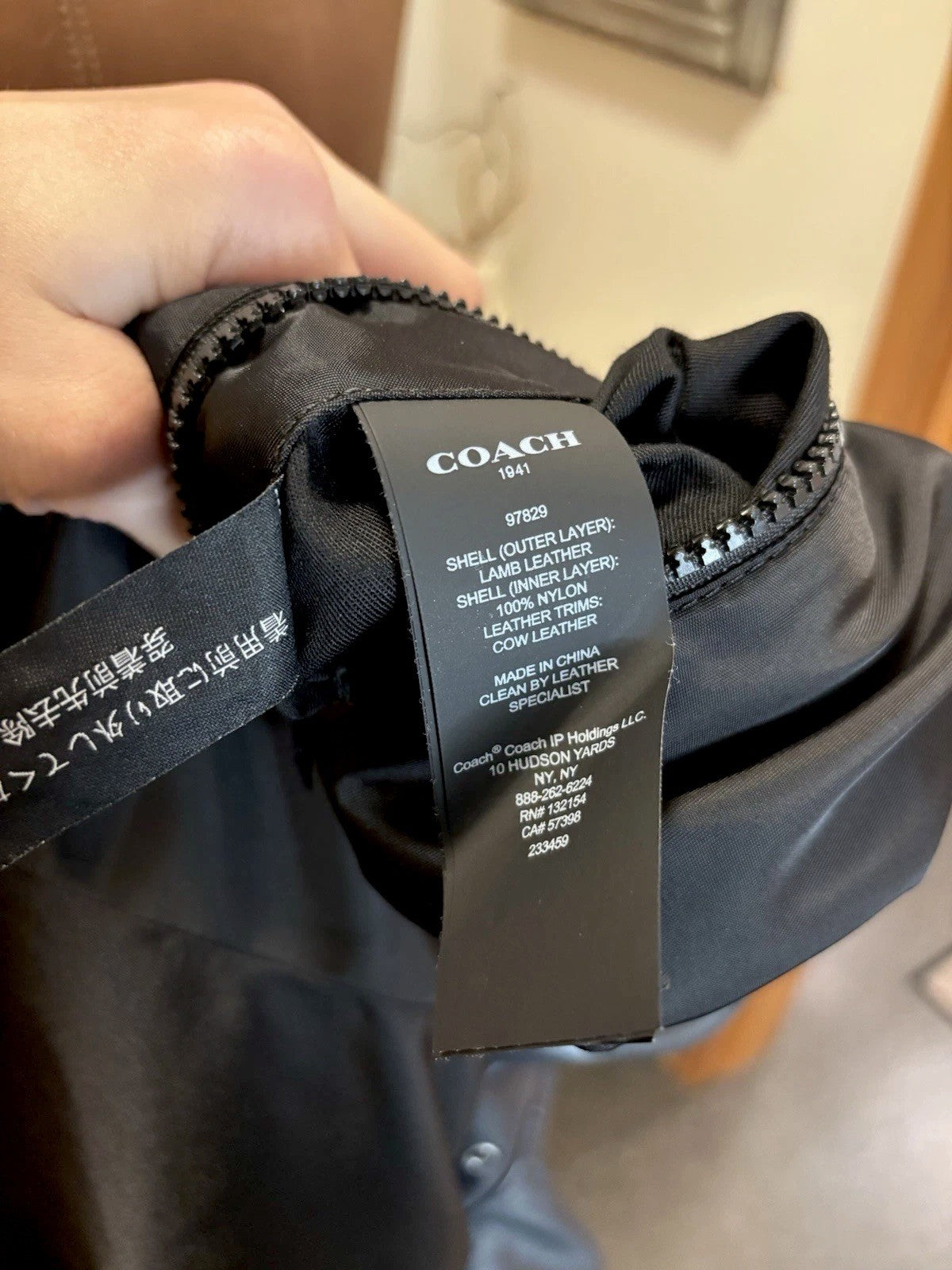 Designer COACH Lamb Leather Jacket Reversible W/ Hood Navy/BLK Sz 48 (Org $1295)