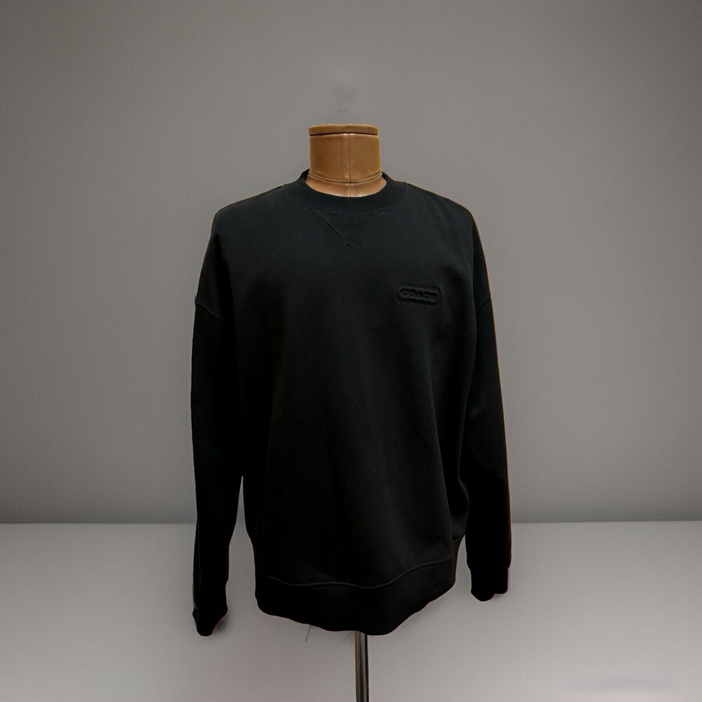 Designer COACH Essential Crew Neck Sweater Classic Heritage Black Size L ($250)