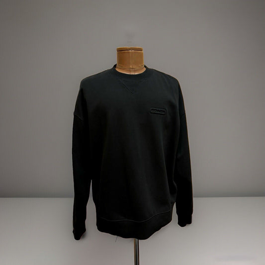Designer COACH Essential Crew Neck Sweater Classic Heritage Black Size L ($250)