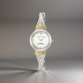 Real Diamond Mother Pearl Silver Gold Bangle Anne Klein Women Quartz 6.8” Watch