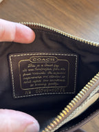 COACH Signature Jacquard Canvas Leather Trim Messenger Crossbody Bag Brown/Beige