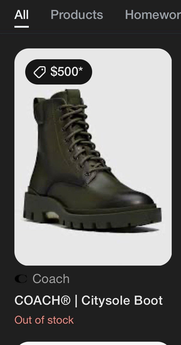 Rare COACH Citysole LaceUp Boot Leather Zip Army Green Men Size 10.5 (org $500)