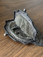 ANTIQUE Victorian Edwardian Chainmail Coin Purse Kiss-lock Pouch Silver Tone Bag