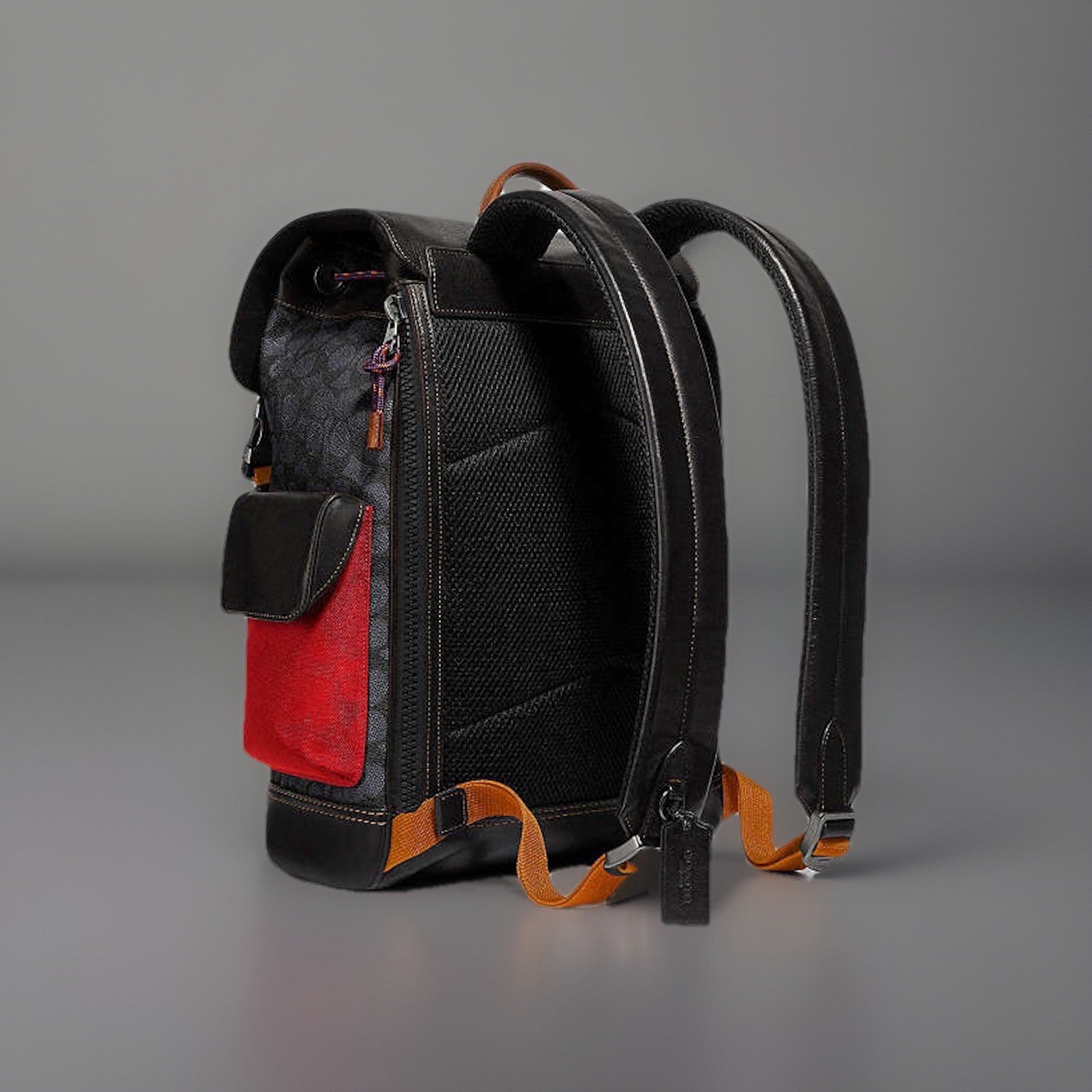 Designer COACH Rivington Backpack Rucksack Signature Leather Red/ Blk (org $595)