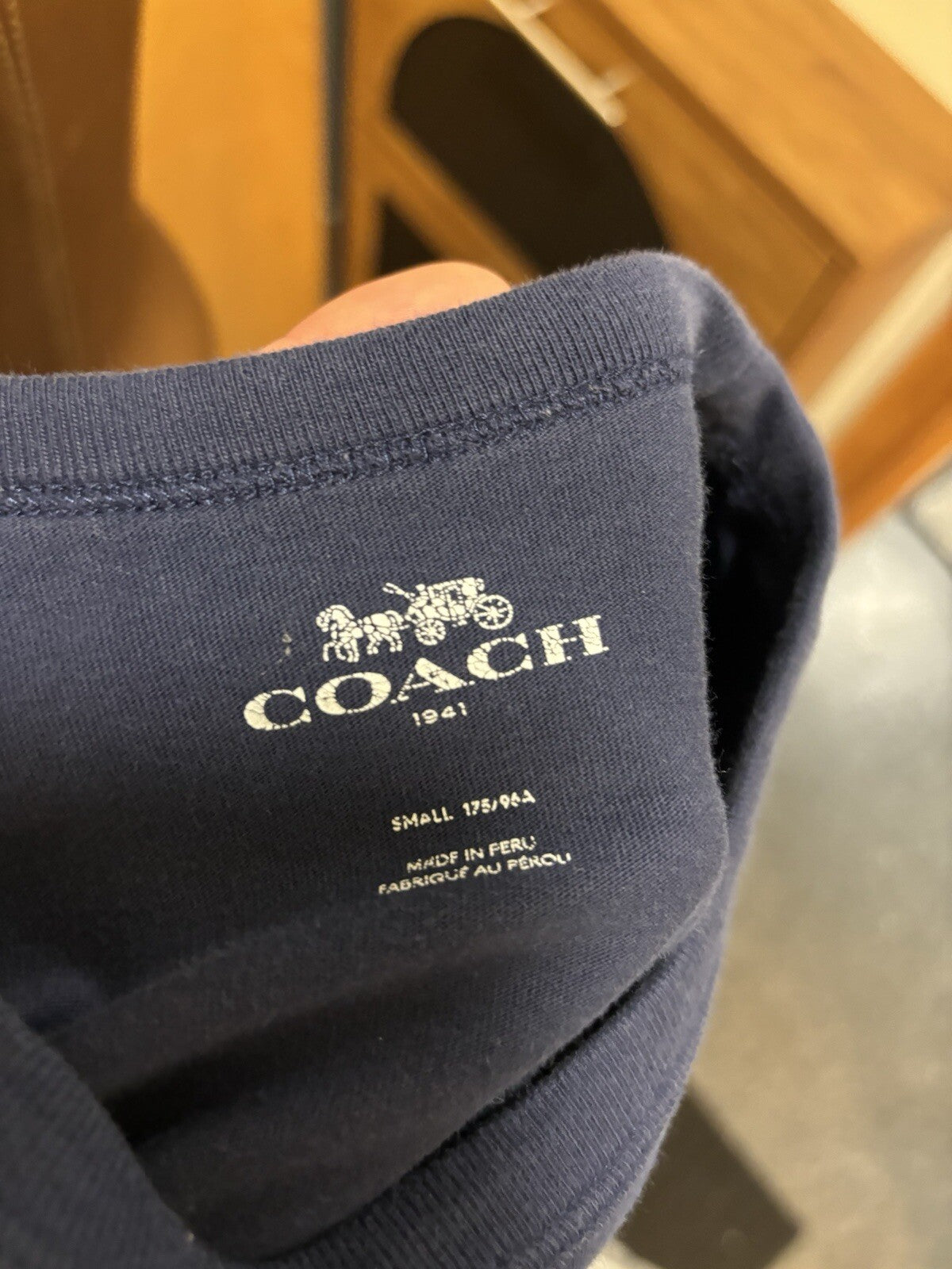 Designer COACH 100% Cotton Long Sleeve T-Shirt Navy Blue Rexy Patch Sz S ($125)