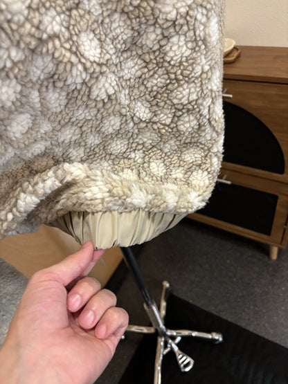 New COACH Runway Sherpa Fur Coat Jacket Zip Signature Print Cream Size L ($695)