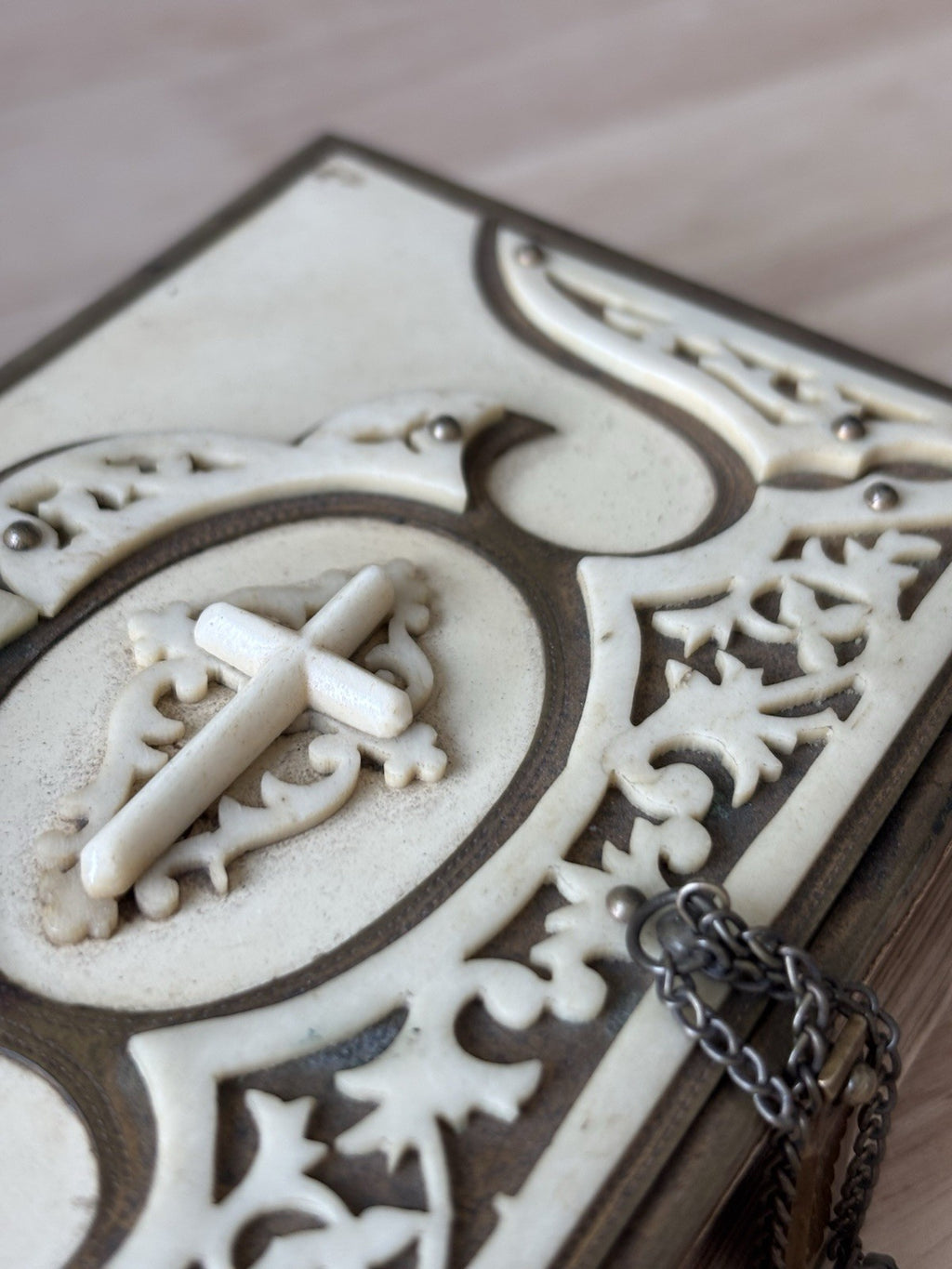 Antique 1875 Czech Bohemian Catholic Prayer Book  Hardcover Leather Brass Clasp