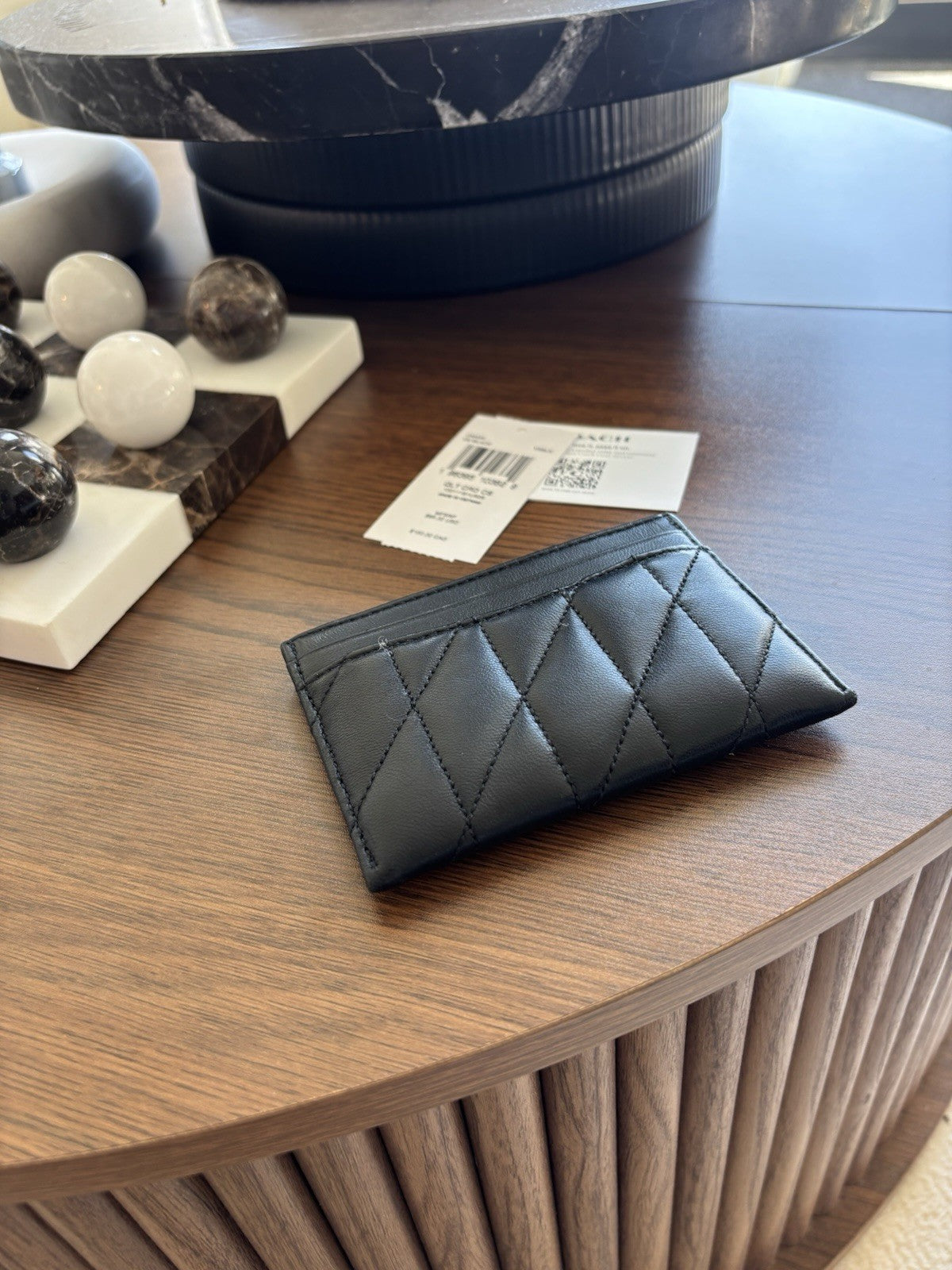 LIMITED EDITION Coach Quilted Pillow Leather Card Case Wallet Black Gunmetal