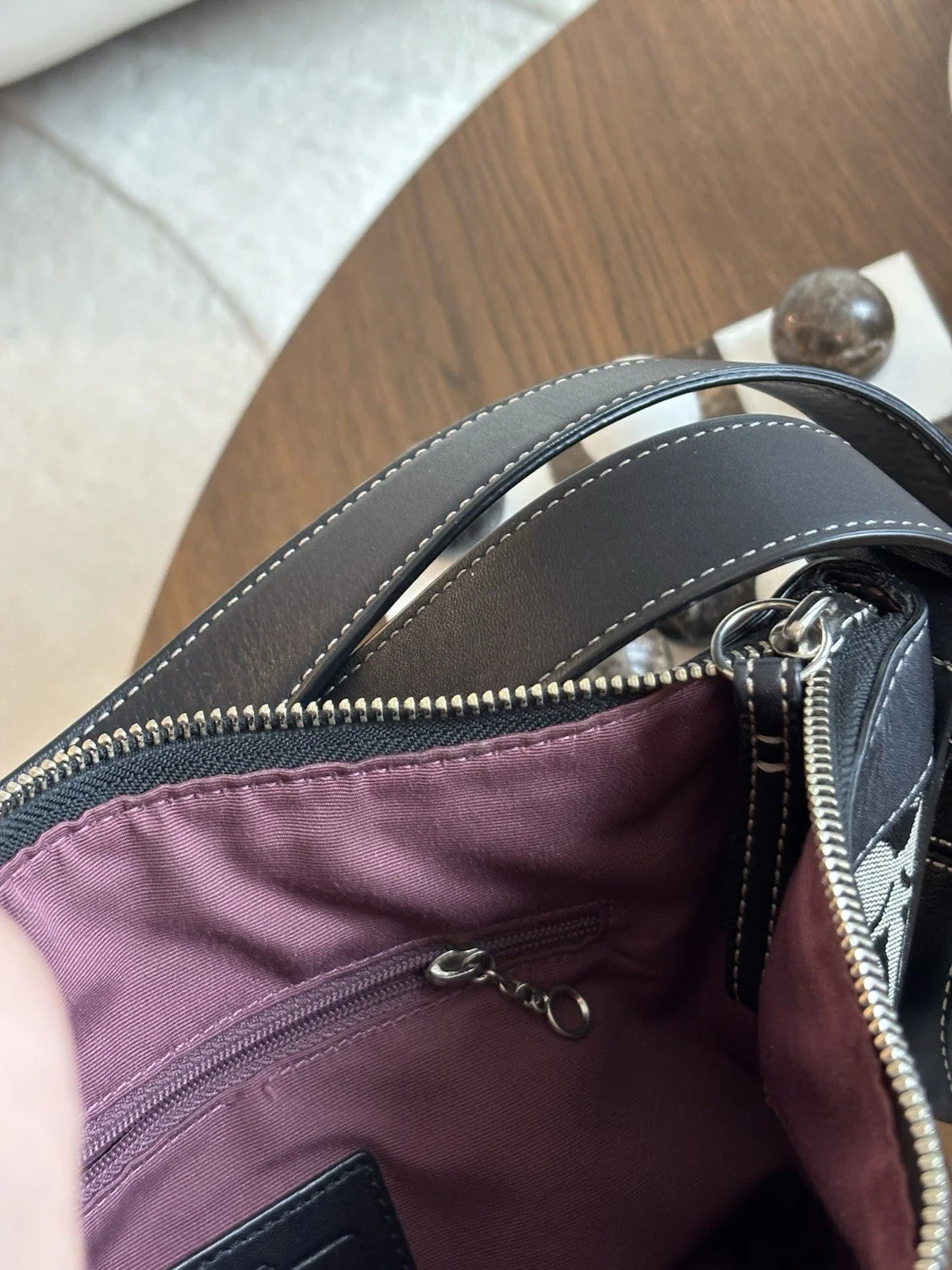 COACH Vintage Bucket Bag Handbag Black Leather Canvas Adjusting Strap (org $350)