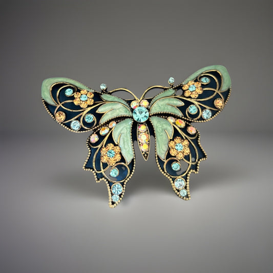 NEW Nina Ricci For Avon Butterfly Brooch - 1980s Vintage Enamel filigree W/ Box