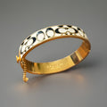 COACH 1999 Bangle Bracelet Vintage Black/Gold Chain Clasp Signature C Logo