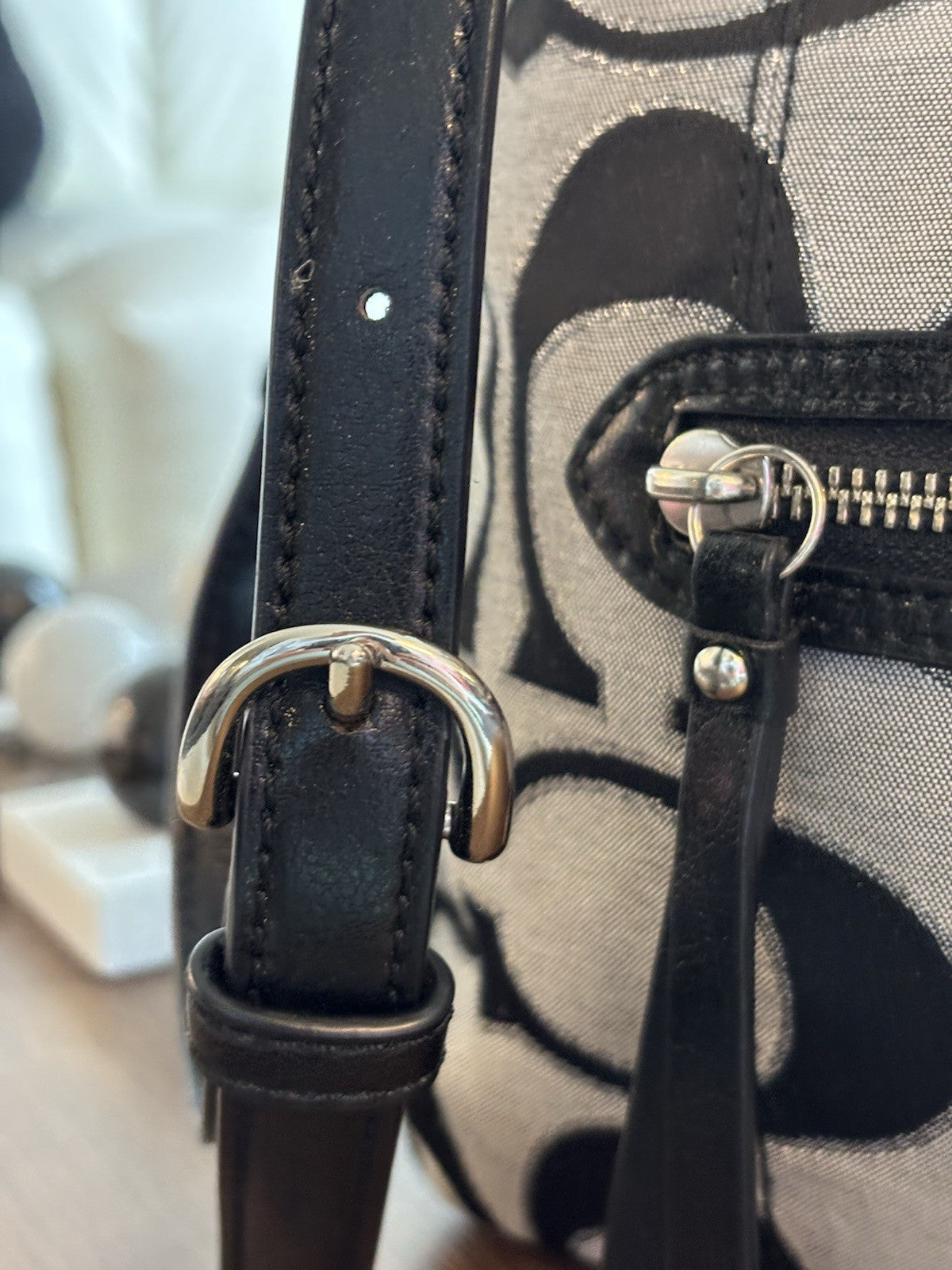 Designer COACH Brand Daisy Outline Signature Mia Crossbody F23940 Silver/Black