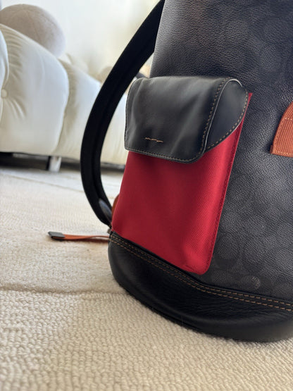 Designer COACH Rivington Backpack Rucksack Signature Leather Red/ Blk (org $595)