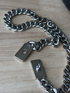 COACH 2005 Rare Vintage Chunky Silver Heavy Curb Chain Turnlock Necklace 20.5”