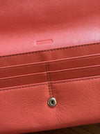 COACH Designer Soft Snap Leather Bag Wallet 14 Card Slot Pink Orange (org $225)