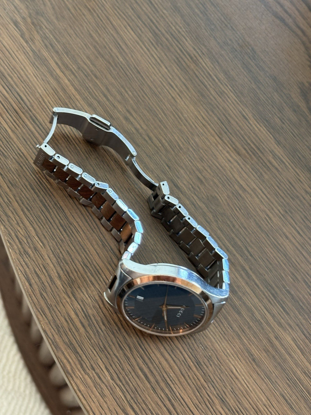GUCCI Designer G-Timeless Gray Dial Rose Gold 2 Tone Watch #YA126446 (org $1170)