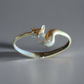 KATE SPADE Designer Bracelet Gold Tone 7'' Cubic Zirconia Animal Fox Hinged Cuff