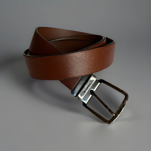 Designer COACH Belt Gun Metal Buckle Mahogany Brown Leather Cut 30 (org $175) ￼