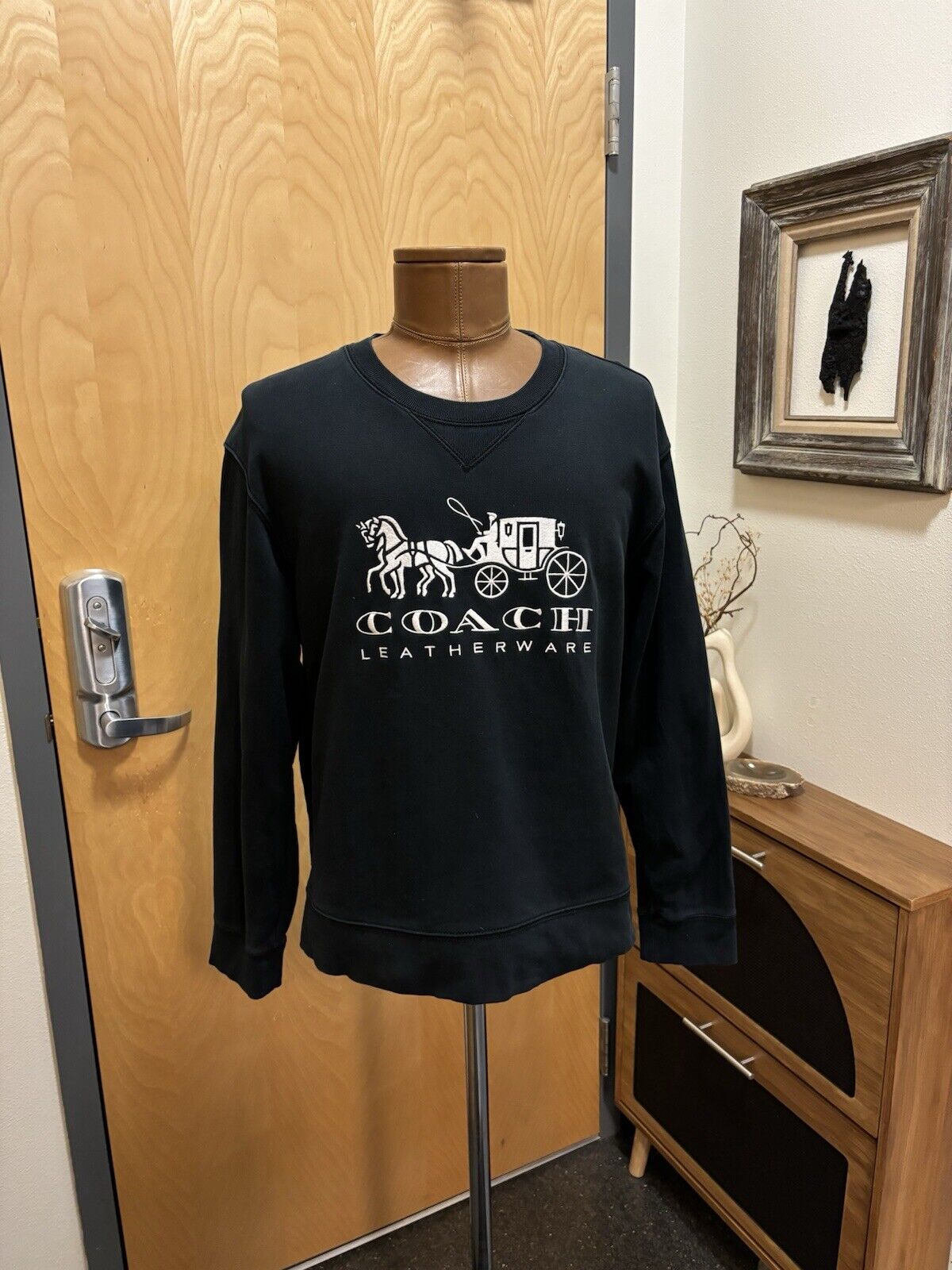 COACH Designer Horse And Carriage Crewneck Sweatshirt L BLK Unisex C9116 ($250)