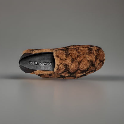 Rare New COACH Runway Shearling/leather Signature C slipper Driver (org $350)