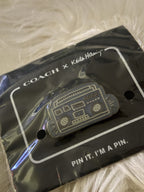RARE Coach x Keith Haring Boombox Pin NWT Sky Blue Leather Style 29839