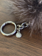 MICHAEL KORS Real Fox Fur Pom Bag Charm Large Keychain Gray Silver (org $225)