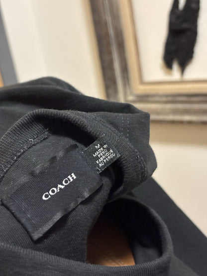 Designer Coach Essential T Shirt Organic Cotton Size M Black Unisex (org $95)