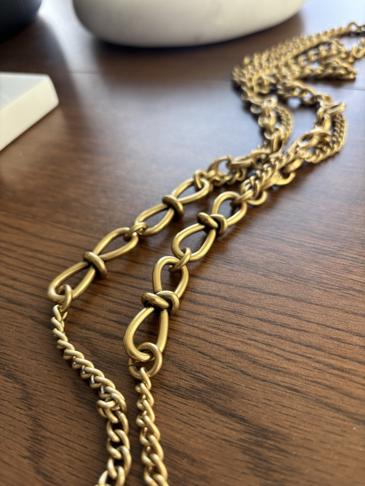 COACH Rare Bag Chain Strap Gold/Antique Brass Metal Bow Knot/ C Link (org $195)