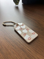 COACH Designer Hearts Red Silver Hanging Bag Charm Fob Chalk White Gold Hardware