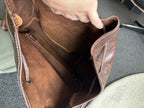 VINTAGE Classic Real Cow Hide Leather Backpack Daypack Brass Hardware Buckles