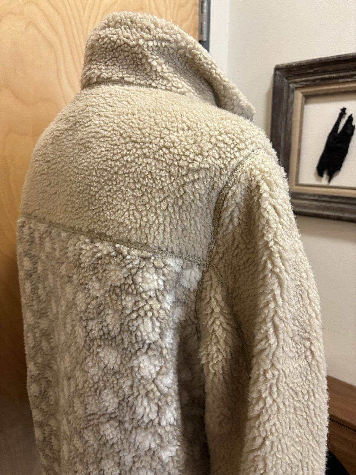 New COACH Runway Sherpa Fur Coat Jacket Zip Signature Print Cream Size L ($695)